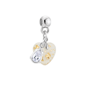 Mini Coração Gordinho com Folhas Douradas e Gota Zircônia