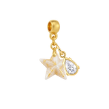 Mini Estrela com Folhas Douradas e Gota Zircônia