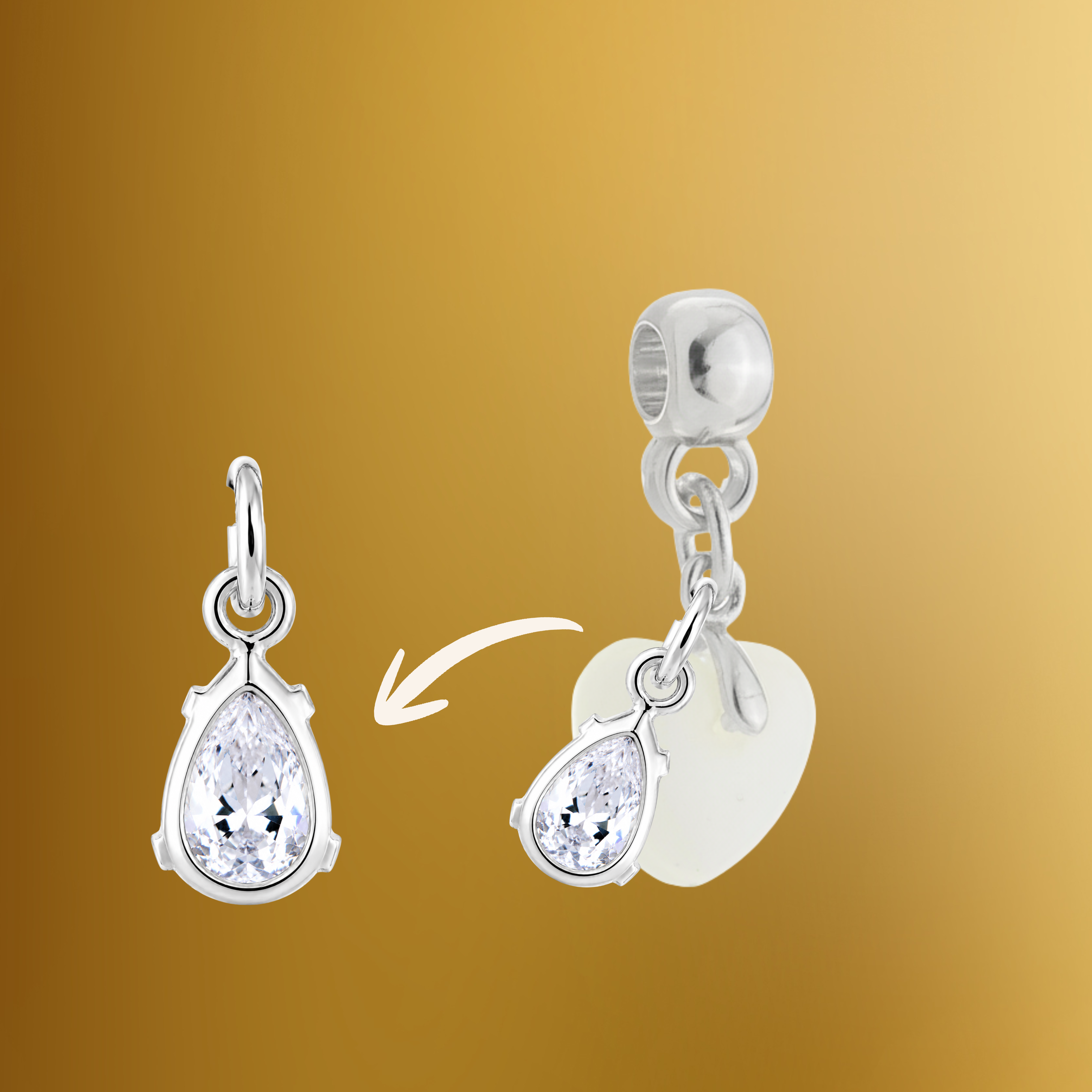 Berloque Adicional com Gota Zircônia – Não acompanha kit completo